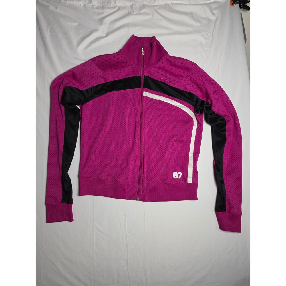 Nike Athletics Magenta Pink Mesh Track Jacket Full Zip 87 Logo Womens Large